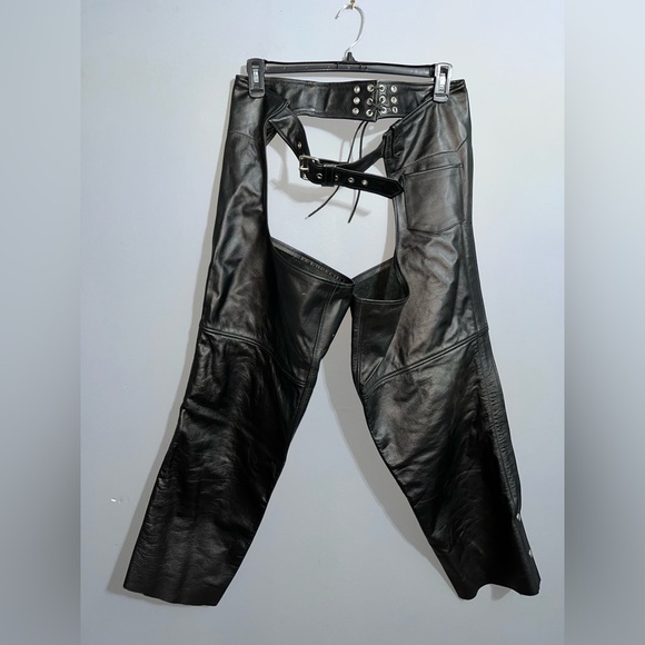 FMC Classic Leather Chaps Size XL Biker Motorcycle Unisex - Picture 1 of 15